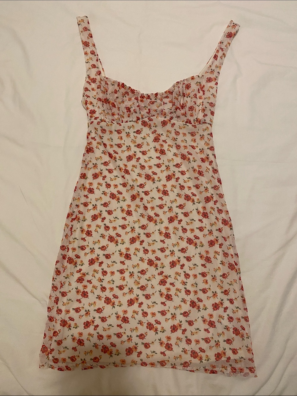 Urban Outfitters Cream Dress with Red Floral Print